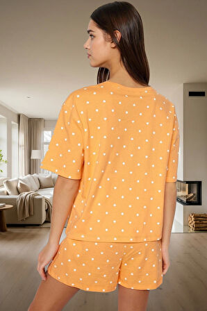 Kadın Kısa Kollu Regular Kalıp Pamuklu Pijama Takımı Uzun Ömürlü Premium Kalite Özel Tasarım