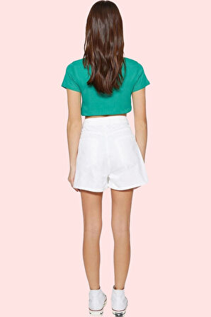 Kadın Denim Şort Etek Yüksek Bel Geniş Paça Pamuklu Yaz Günlük Hafta Sonu Kaliteli Malzeme