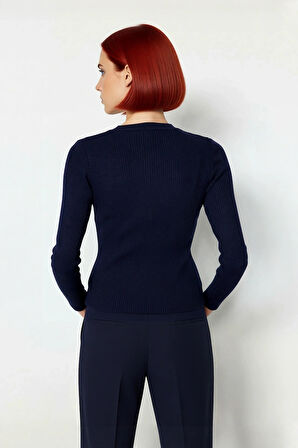 Kadın Fitted Bisiklet Yaka Uzun Kollu Triko Kazak Basic Düz Desen Akrilik Materyal Kış Konforu