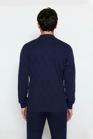 Erkek Regular Fit Pamuklu Akrilik Karışımlı Yarım Balıkçı Fermuarlı Triko Kazak Kışlık Şıklık