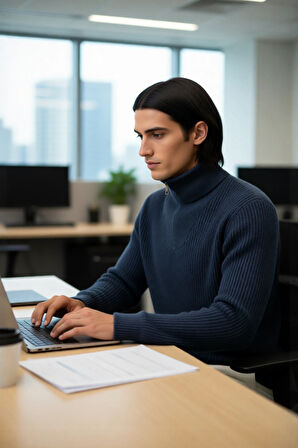 Erkek Regular Fit Fermuarlı Dik Yaka Kalın Triko Kazak Yünlü Karışım Kışlık Günlük Konfor İçin İdeal