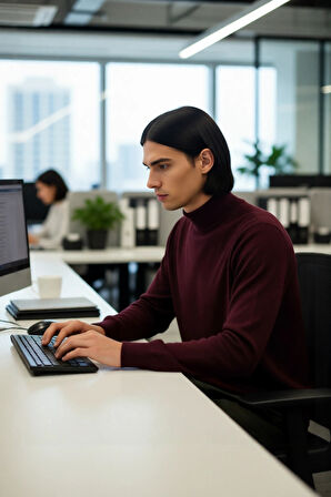 Erkek Fitted Kalıp Yarım Balıkçı Yaka Triko Kazak Kış Sezonu İçin Modern ve Şık Bir Seçim Kaliteli