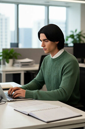 Unisex Fitted Dokulu Reglan Kol Bisiklet Yaka Kalın Triko Kazak Günlük Şıklık Ve Konfor Sunar