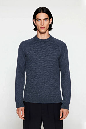 Unisex Fitted Dokulu Reglan Kol Bisiklet Yaka Kalın Triko Kazak Günlük Şıklık Ve Konfor Sunar