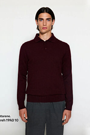 Erkek Fitted Kesim Polo Yaka Triko Kazak Uzun Kollu Smart Casual Tarzı Günlük Şıklık Sunar