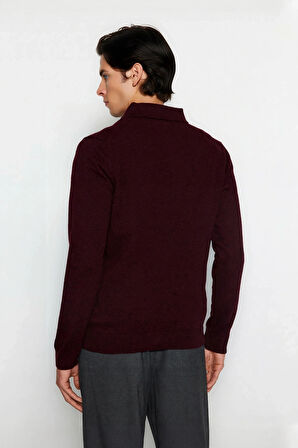 Erkek Fitted Kesim Polo Yaka Triko Kazak Uzun Kollu Smart Casual Tarzı Günlük Şıklık Sunar