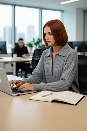 Kadın Oversize Polo Yaka Düşük Kol Fitilli Triko Kazak Kışlık Günlük Şıklığı Tamamlayan Konforlu