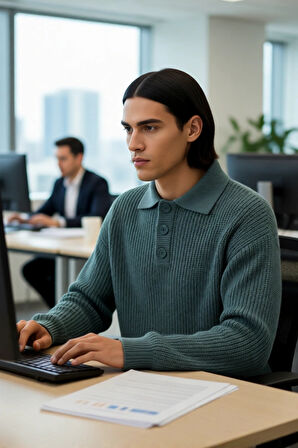 Unisex Oversize Fit Polo Yaka Basic Selanik Dokulu Triko Kazak Kışlık Kombinlerin Vazgeçilmezi