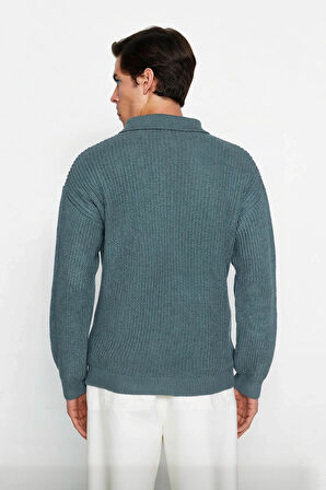 Unisex Oversize Fit Polo Yaka Basic Selanik Dokulu Triko Kazak Kışlık Kombinlerin Vazgeçilmezi