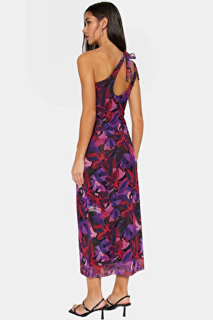 Maxi Elbise Asimetrik Yaka Bodycon Kalıp Örme Kumaş Çok Seçkin Malzeme Özel Tasarım