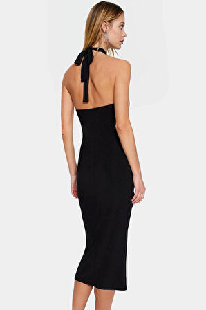 Bodycon Midi Elbise Örme Kumaş Boyundan Bağlamalı Yazlık Premium Kalite Özel Tasarım