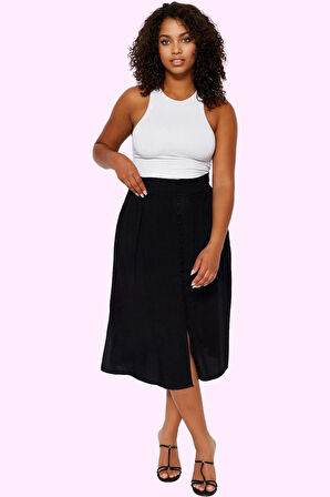 Kadın Midi Boy Düz Desen Viskon Etek A line Kesim Günlük Şıklık Yaz Aylarının Vazgeçilmezi