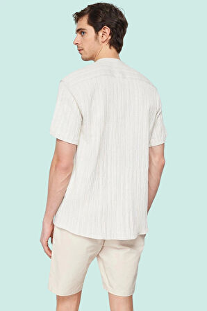 Erkek Keten Karışımlı Oversize Fit Gömlek Bisiklet Yaka Düz Desen Günlük Stil Modern Tasarım