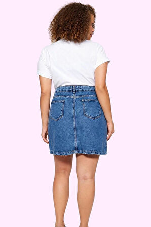 Kadın Denim A line Mini Etek Yüksek Bel Yırtmaçlı Pamuk Günlük Hafta Sonu Kaliteli Malzeme