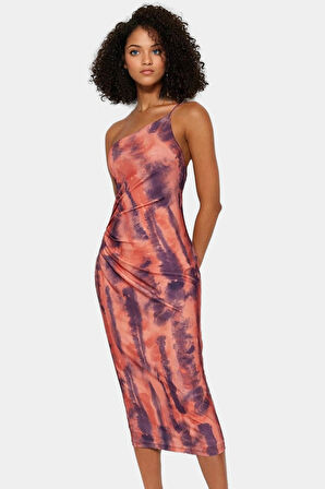 Şık Bodycon Midi Elbise İnce Askılı Polyester Kumaş Günlük Ve Özel Günler İçin Zarifane Tasarım