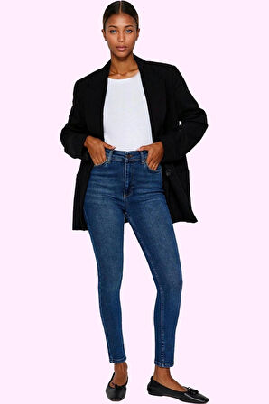 Kadın Skinny Jean Yüksek Bel Dar Paça Denim Günlük Kombinler Hafta Sonu Yaz Aylarının Vazgeçilmezi