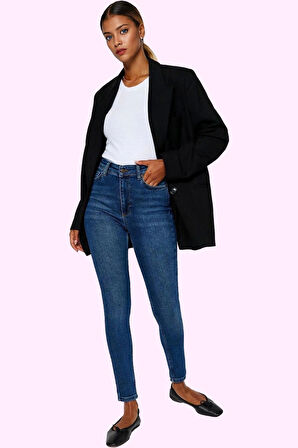 Kadın Skinny Jean Yüksek Bel Dar Paça Denim Günlük Kombinler Hafta Sonu Yaz Aylarının Vazgeçilmezi