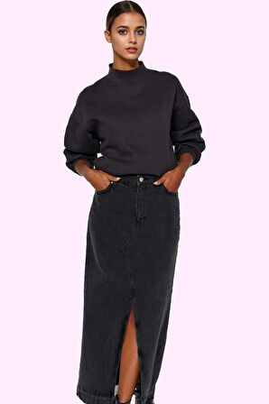 Kadın Maxi Denim Etek A line Kalıp Yırtmaçlı Pamuklu Günlük Kullanım Yaz Aylarının Vazgeçilmezi