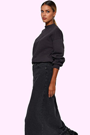 Kadın Maxi Denim Etek A line Kalıp Yırtmaçlı Pamuklu Günlük Kullanım Yaz Aylarının Vazgeçilmezi