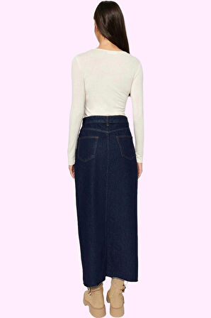 Kadın Maxi Denim Etek A line Kalıp Pamuklu Günlük Kullanım Hafta Sonu Yaz Aylarının Vazgeçilmezi