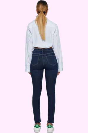 Kadın Skinny Jean Yüksek Bel Uzun Boy Düz Desenli Günlük Hafta Sonu Yaz Aylarının Vazgeçilmezi
