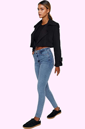 Kadın Skinny Jean Yüksek Bel Uzun Boy Düz Desenli Günlük Hafta Sonu Yaz Aylarının Vazgeçilmezi