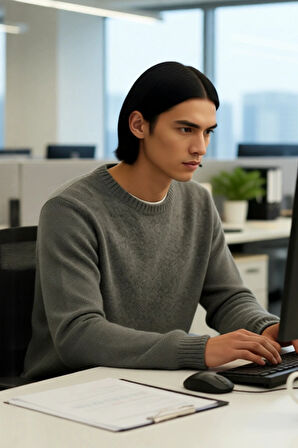 Erkek Regular Kalıp Yün Karışımlı Bisiklet Yaka Uzun Kollu Düz Triko Kazak Kış Günleri İçin İdeal