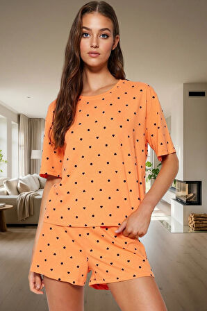 Kadın Kısa Kollu Regular Kalıp Pamuklu Pijama Takımı Uzun Ömürlü Premium Kalite Özel Tasarım