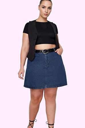Kadın Yüksek Bel A Line Denim Etek Pamuklu Günlük Kombinler İçin Yaz Aylarının Vazgeçilmezi
