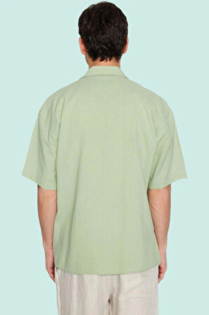 Erkek Oversize Fit Kısa Kollu Pamuklu Gömlek Apaş Yaka Düz Desen Günlük Stil Modern Tasarım