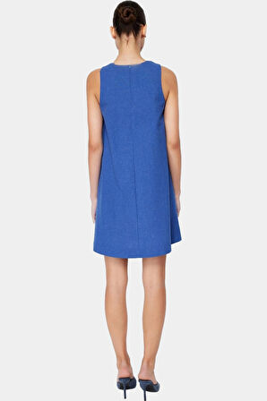 Keten Görünümlü Kolsuz Mini Elbise Geniş Kesim Casual Yazlık Seçkin Malzeme Kaliteli İşçilik