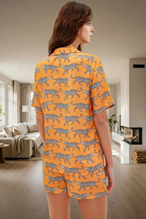 Kadın Şık Desenli Viskon Pijama Takımı Rahat Yazlık Shally Dokuma Trend Tasarım Özel