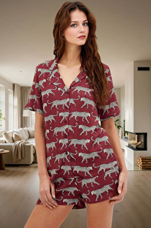 Kadın Şık Desenli Viskon Pijama Takımı Rahat Yazlık Shally Dokuma Trend Tasarım Özel