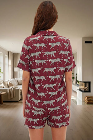 Kadın Şık Desenli Viskon Pijama Takımı Rahat Yazlık Shally Dokuma Trend Tasarım Özel