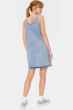 Denim Shift Mini Elbise Rahat Yazlık Stil Trend Tasarım Ve Şık Profesyonel Görünüm