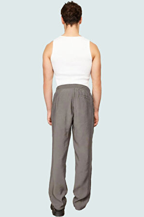 Erkek Regular Fit Pantolon Düz Desen Normal Bel Lastikli Beli Rahat Günlük Kombinler Hafta Sonu