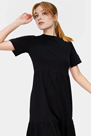 Kadın Bisiklet Yaka Örme Maxi Elbise Rahat Yazlık Günlük Stil Kullanım Modern