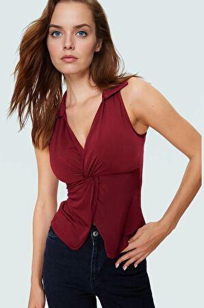 Kadın Fitted Polo Yaka Yazlık Örme Bluz Modern Stil Profesyonel Görünüm Konforlu Kesim