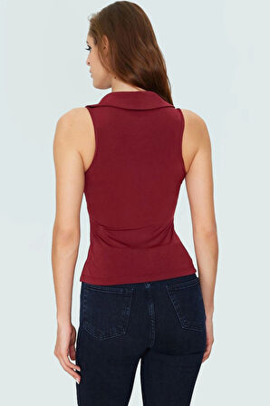 Kadın Fitted Polo Yaka Yazlık Örme Bluz Modern Stil Profesyonel Görünüm Konforlu Kesim