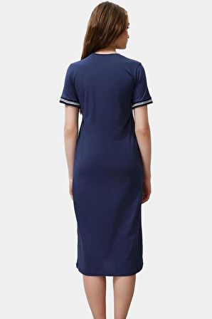 Kadın Bisiklet Yaka Örme Midi Elbise Rahat Kalıp Polyester Pamuk Günlük Özenle Seçilmiş Özel Tasarım