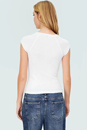 Yazlık Bisiklet Yaka Fitted Viskon Bluz Şık Görünüm Mükemmel Uyum