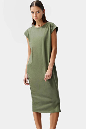 Kadın Düz T shirt Elbise Rahat Kesim Kısa Ay Kol %Pamuk Özenle Seçilmiş Kullanım