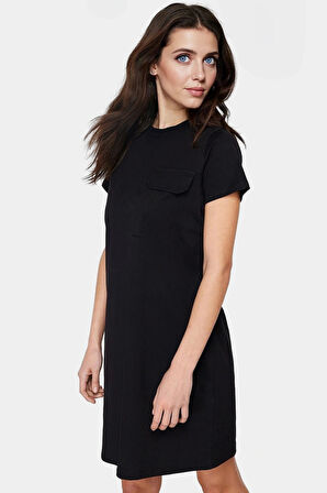 Kadın Bisiklet Yaka Kısa Kollu Pamuklu T shirt Elbise Günlük Casual Tarz Özel Tasarım Uzun Ömürlü