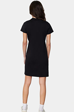 Kadın Bisiklet Yaka Kısa Kollu Pamuklu T shirt Elbise Günlük Casual Tarz Özel Tasarım Uzun Ömürlü