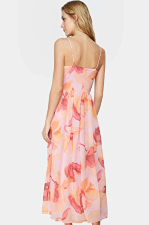 Şifon Maxi Elbise Çiçek Desenli Astarlı Yazlık Premium Kalite Konforlu Kesim Kaliteli İşçilik