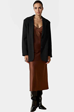 Şık Saten Maxi Elbise V Yaka Düz Kesim Yazlık Zarifane Tasarım Mükemmel Uyum Kaliteli İşçilik