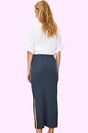 Kadın Maxi Örme Etek Yüksek Bel Yırtmaçlı Rahat Günlük Stil Hafta Sonu Yaz Aylarının Vazgeçilmezi