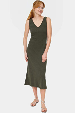 Kadın A line Midi Örme Elbise Rahat Günlük Stil Dayanıklı Malzeme Mükemmel Uyum Trend Tasarım