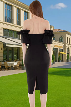 Şık Midi Boy Bodycon Abiye Elbise Polyester Karışımlı Yazlık Kokteyl Özel Tasarım Uzun Ömürlü