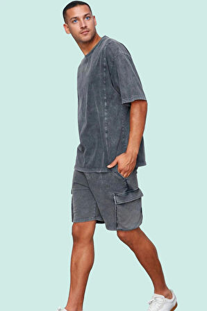 Erkek Pamuklu Dar Paça Şort Yıkamalı Casual Günlük Stil Hafta Sonu Yaz Aylarının Vazgeçilmezi